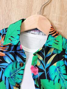 SHEIN Đứa bé trai Bản in nhiệt đới Áo sơ mi & Quần short Without Tee - Nhiều màu - Xem 6