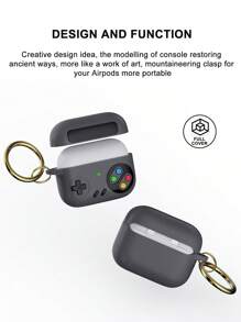 Hộp đựng thiết kế bảng điều khiển trò chơi bằng silicon Tương thích với AirPods - Màu xám đen - Xem 2