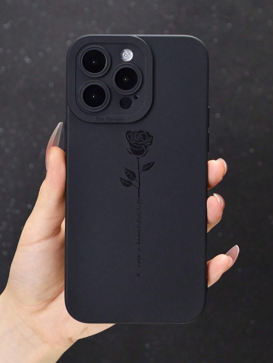 Ốp điện thoại họa tiết hoa - màu đen - Xem 1