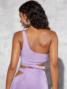 SHEIN BAE 單肩腰部鏤空短款上衣 - 紫丁香色 - 查看 2