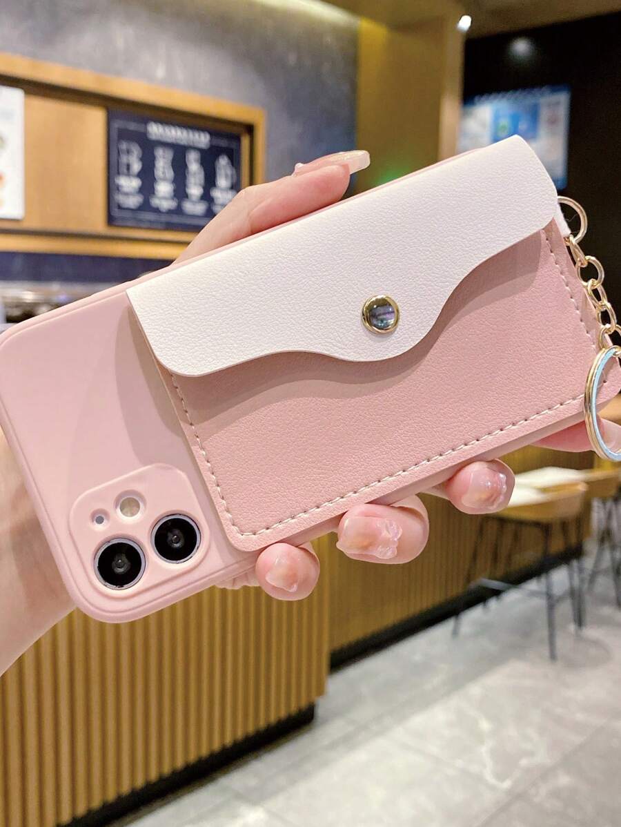 Khối màu Thiết kế ví Ốp lưng & bao da điện thoại Với Card Slot & Dây buộc - Màu Hồng baby - Xem 1