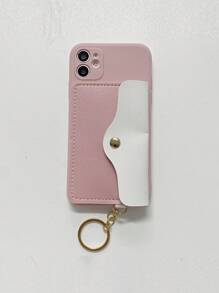 Khối màu Thiết kế ví Ốp lưng & bao da điện thoại Với Card Slot & Dây buộc - Màu Hồng baby - Xem 2