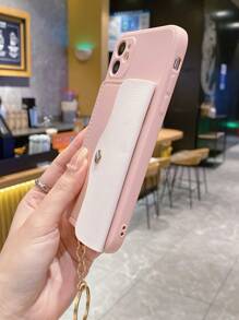Khối màu Thiết kế ví Ốp lưng & bao da điện thoại Với Card Slot & Dây buộc - Màu Hồng baby - Xem 3