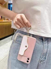 Khối màu Thiết kế ví Ốp lưng & bao da điện thoại Với Card Slot & Dây buộc - Màu Hồng baby - Xem 4