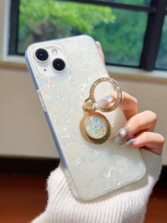 Shell Pattern Phone Case With Ring Holder Compatible With iPhone15/15Plus/15Pro/15Promax