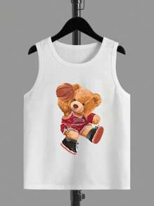 Tanks Bé Trai Hoạt hình Lá thư Giải trí - trắng - Xem 1