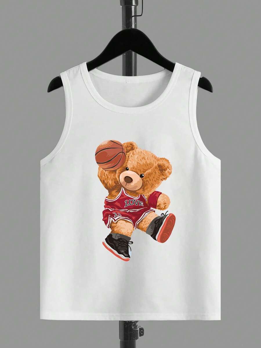 Tanks Bé Trai Hoạt hình Lá thư Giải trí - trắng - Xem 1