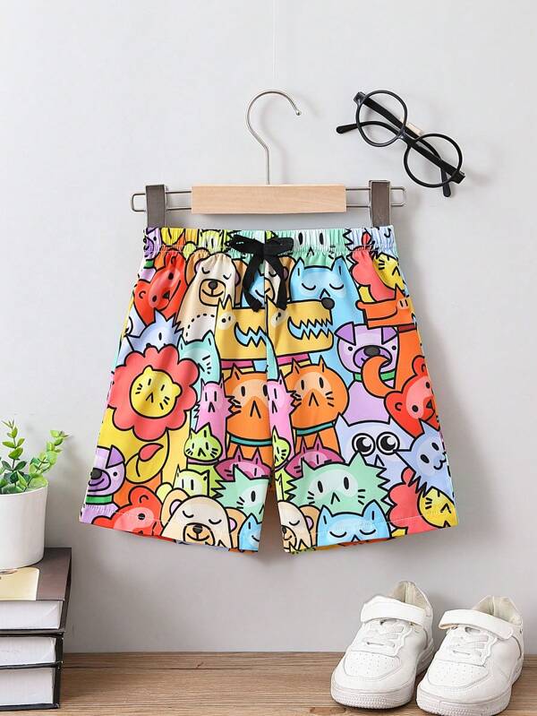 SHEIN Pantaloncini larghi e comodi per ragazzi, casual e carini, adatti per la scuola, attività all'aperto, sport, escursioni, per ragazzi di 4-7 anni