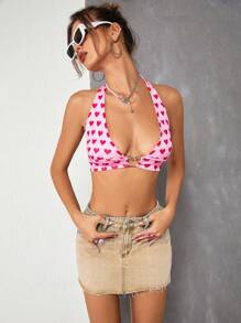 SHEIN ICON Váy denim nữ Nút Túi Hem thô Dây kéo màu trơn - Màu Khaki - Xem 4