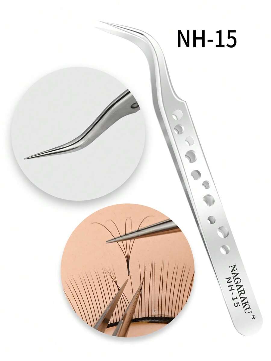 NAGARAKU 睫毛 NH-15 专业睫毛延长镊子 不锈钢 体积 精确 - 銀色 - 查看 1