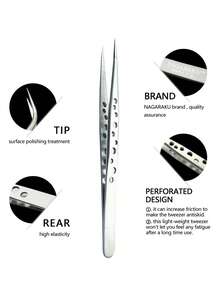 NAGARAKU 睫毛 NH-15 专业睫毛延长镊子 不锈钢 体积 精确 - 銀色 - 查看 4
