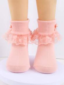 3 đôi Vớ trang trí nơ cho bé gái - Nhiều màu - Xem 3