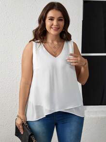 SHEIN LUNE Blusa unicolor bajo asimétrico - Blanco - Ver 6