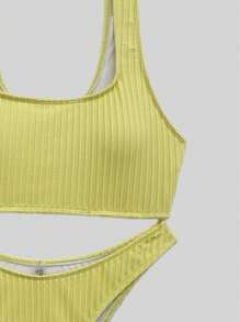 Bañador bikini liso tejido de canalé