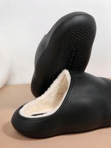 紋理質感一腳蹬家居拖鞋 - 黑色 - 查看 4