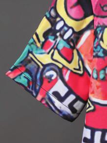 SHEIN 男孩滿版印花襯衫和短褲不帶T恤 - 彩色 - 查看 5