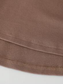 SHEIN 小女童素色喇叭半身裙 - 卡其色 - 查看 5