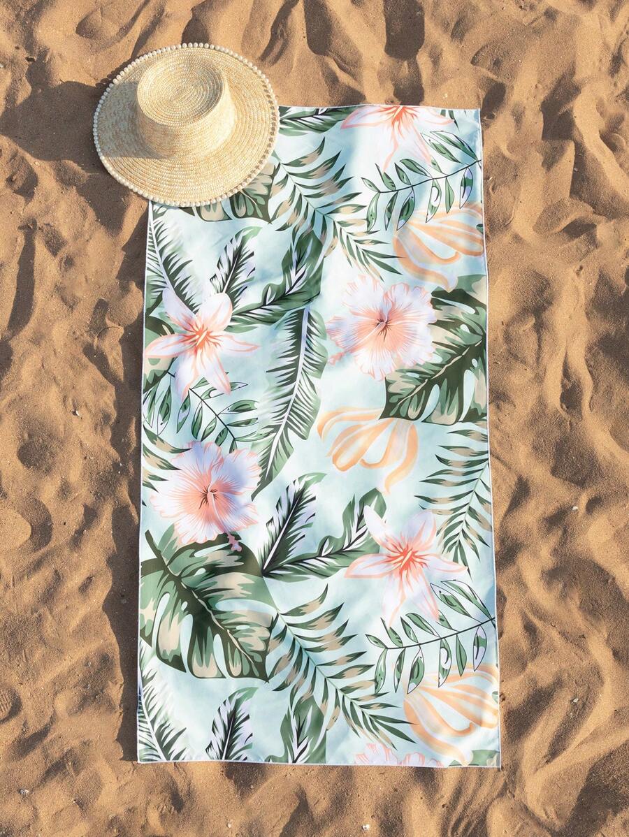 SHEIN Swim 熱帶圖案沙灘巾 - 彩色 - 查看 1