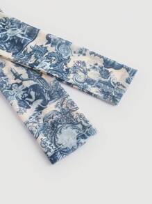 SHEIN MOD 山水圖案弧形下擺短款T恤 - 彩色 - 查看 4