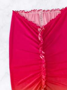 夏季渐变色荷叶边罩衫裙 - 彩色 - 查看 3