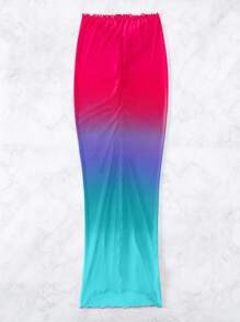 夏季渐变色荷叶边罩衫裙 - 彩色 - 查看 6