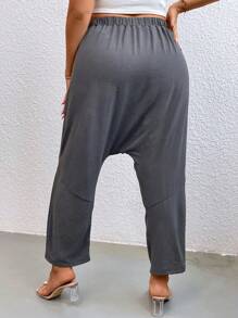 SHEIN Clasi 大碼素色哈倫褲 - 深灰色 - 查看 2