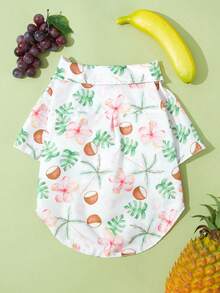 Brittany Frost Designs 1pc Woven Fabric Coconut & Floral Print Pet Shirt For Cat And Dog For Spring - Multicolor - View 5