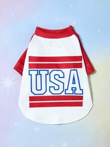 Sophie Gallo Design 1入組滌綸字母圖案寵物T恤衫適用於貓和狗狗適合夏天 - 彩色 - 查看 1