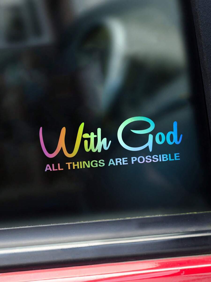 1 pieza Etiqueta engomada del exterior del coche con estampado de letra impermeable multicolor - Multicolor - Ver 1