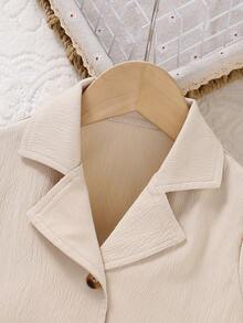 小女童西裝領前紐扣襯衫 - 杏色 - 查看 3