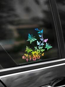 Adhesivo para coche estampado floral y mariposa - Multicolor - Ver 2