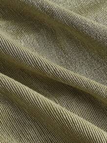 SHEIN MOD Áo thun nữ Xù Buộc lại Xù nhỏ màu trơn Giải trí - Màu xanh Ô liu - Xem 3