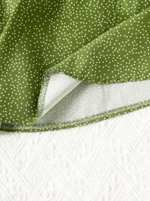 小女童波卡圓點褶邊半身裙 - 綠色 - 查看 3