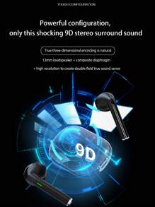 入耳式遊戲防汗LED電量顯示低延遲無綫耳機 - 黑色 - 查看 6