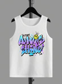 cậu bé mười hai Slogan & Mặt in hoạt hình Áo ba lỗ - trắng - Xem 1