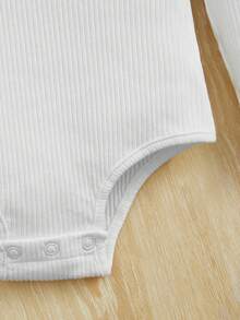 SHEIN 2pcs/Set Baby Girl Casual Knitted Solid Color Long Sleeve Bodysuit With Open Crotch - Multicolor - View 5