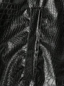 GENTILAND Loose-Fit Men's Crocodile Embossed PU Leather Bomber Jacket - Black - View 3