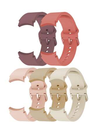 5入組男士粉色和紫色時尚矽膠錶帶，兼容三星Galaxy Watch 4/5