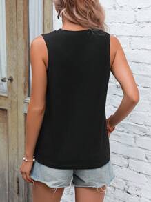 SHEIN LUNE 字母圖案背心上衣 - 黑色 - 查看 2