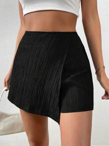 Calvaya Textured Solid Wrap Front Skort