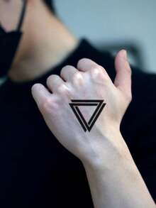 1sheet Geometric Pattern Tattoo Sticker - Black - View 1