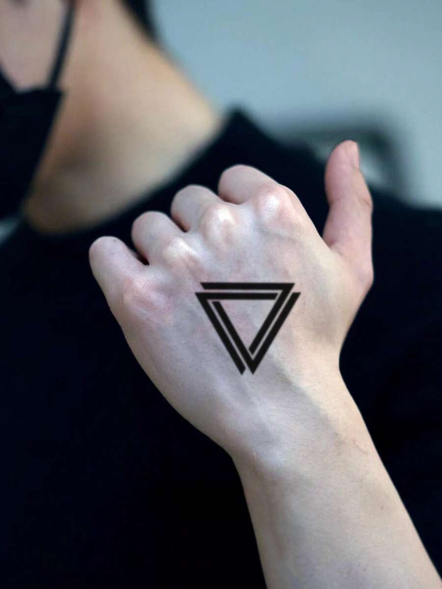 1sheet Geometric Pattern Tattoo Sticker - Black - View 1