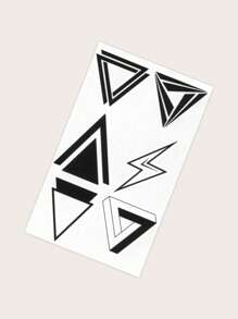 1sheet Geometric Pattern Tattoo Sticker - Black - View 4