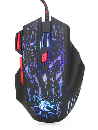 1pc USB Wired Illuminated Photo-Electric Gaming Mouse With Fire Buttons, Suitable For Gaming, Office, Home, Plug And Play