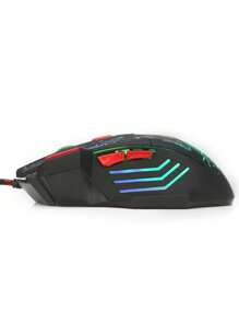 1 pieza Ratón óptico iluminado con cable USB para juegos con botones de disparo, adecuado para juegos, oficina, hogar, plug and play - Negro - Ver 3