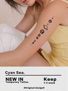 1 tấm Nhãn dán hình xăm hoa văn hành tinh - màu đen - Xem 1