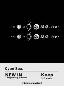 1 tấm Nhãn dán hình xăm hoa văn hành tinh - màu đen - Xem 2