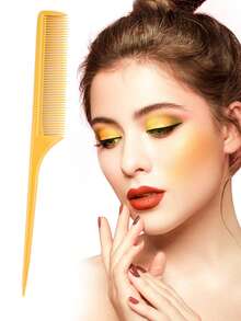 Rat Tail Comb Steel Pin Rat Tail Carbon Fiber Heat Resistant Teasing Comb - Yellow - View 1