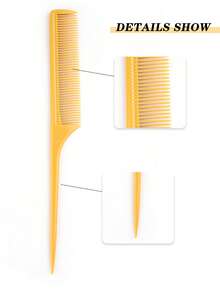 Rat Tail Comb Steel Pin Rat Tail Carbon Fiber Heat Resistant Teasing Comb - Yellow - View 4