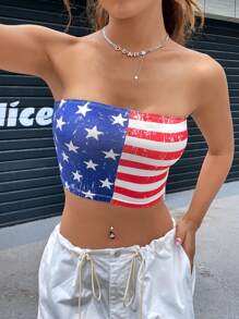 SHEIN EZwear Áo nữ Lá cờ Giải trí - Nhiều màu - Xem 1